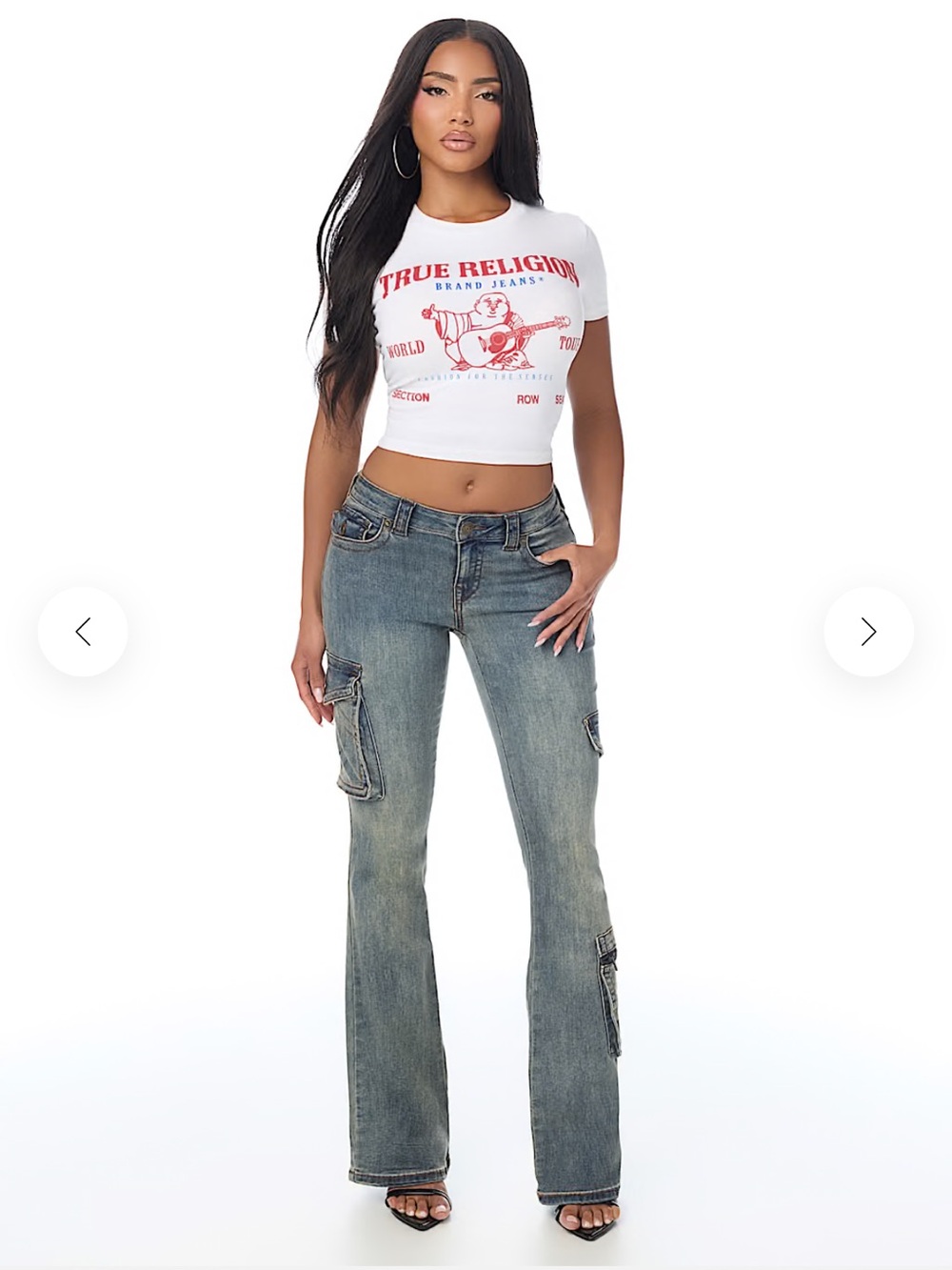 True Religion Women's Becca Low rise Cargo Bootcut - Picture 1 of 5